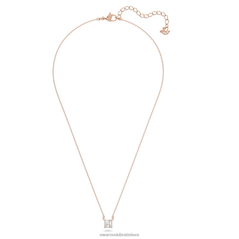 prilákať náhrdelník hranatý rez, biela, pozlátená ružovým zlatom B8ZNT22 Swarovski šperky - Image 3