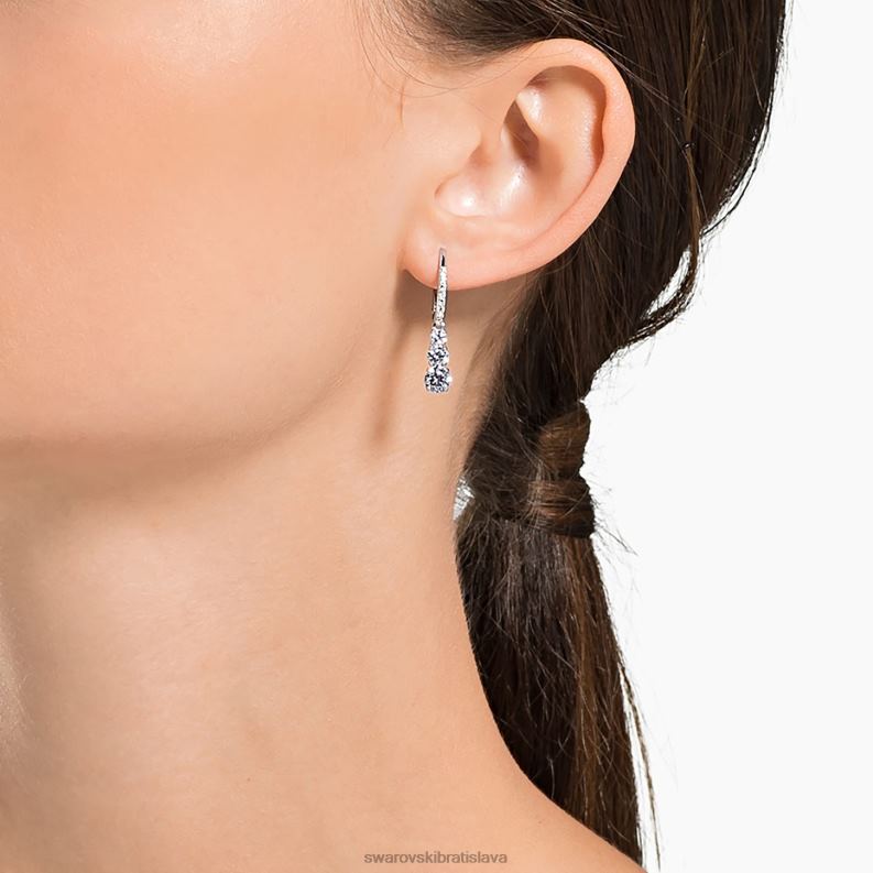 priťahujú kruhové náušnice z trilógie okrúhly výbrus, biely, rhodiovaný B8ZNT757 Swarovski šperky - Image 2