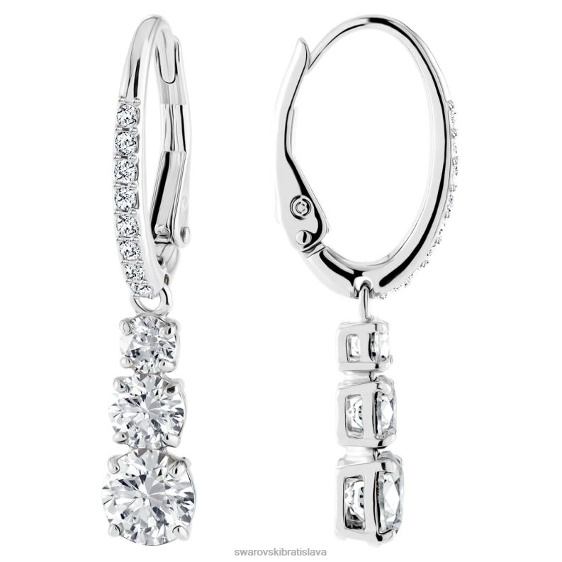 priťahujú kruhové náušnice z trilógie okrúhly výbrus, biely, rhodiovaný B8ZNT757 Swarovski šperky - Image 3