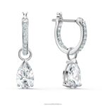 priťahujú visiace náušnice hruškový rez, biely, rhodiovaný B8ZNT815 Swarovski šperky - Image 3