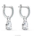 priťahujú visiace náušnice hruškový rez, biely, rhodiovaný B8ZNT815 Swarovski šperky - Image 4