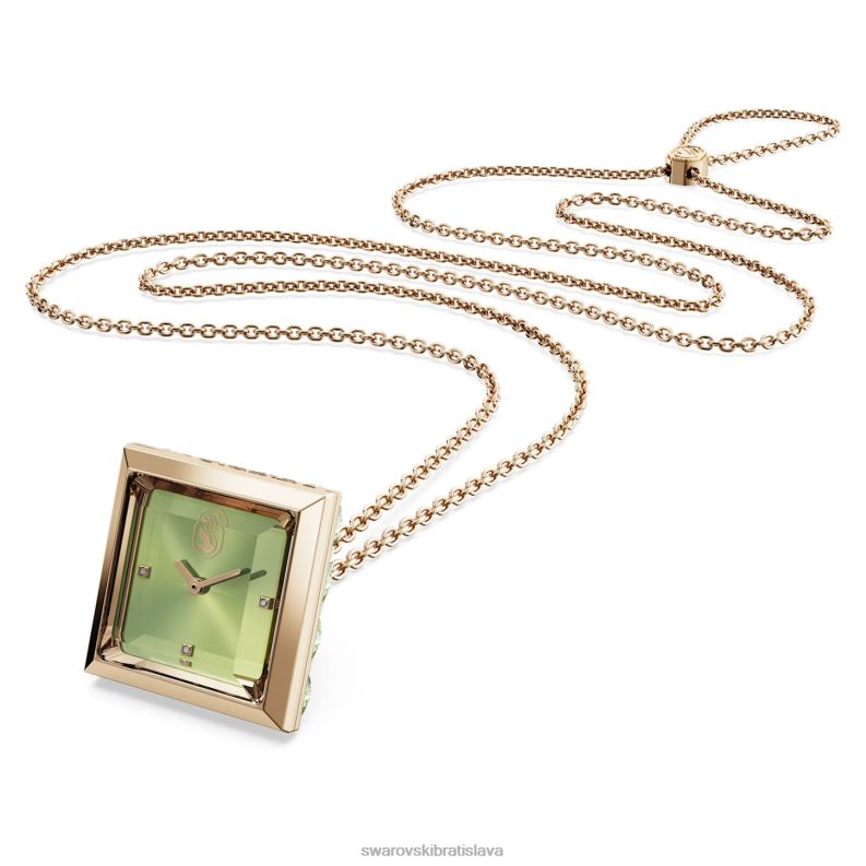 príveskové hodinky trojuholníkový strih, zelená, šampanské zlaté prevedenie B8ZNT224 Swarovski šperky - Image 3