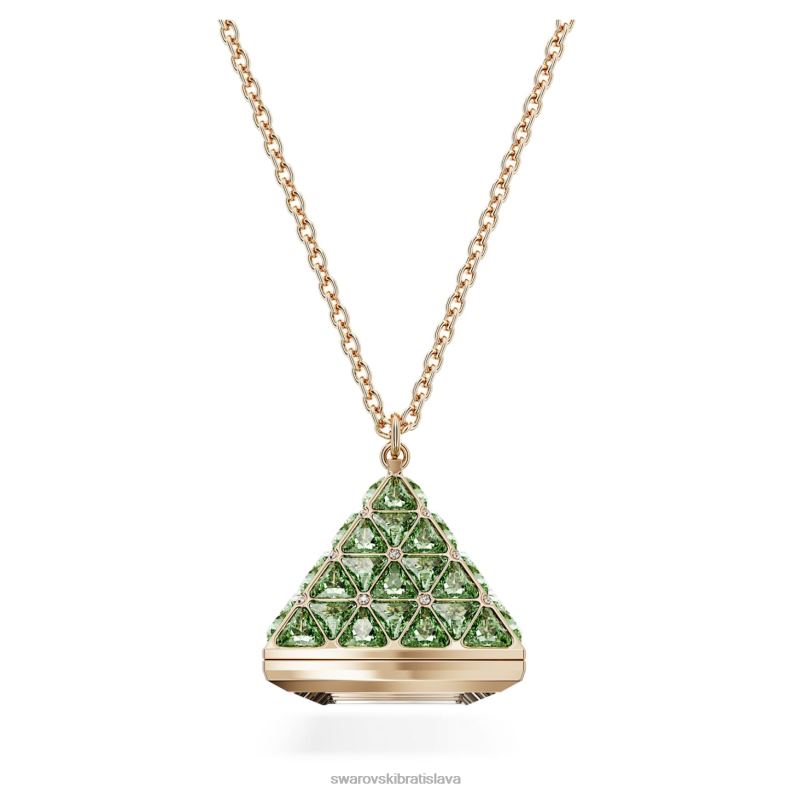 priveskove_hodinky_trojuholnikovy_strih_zelena_sampanske_zlate_prevedenie_b8znt224_swarovski_sperky.jpg príveskové hodinky trojuholníkový strih, zelená, šampanské zlaté prevedenie B8ZNT224 Swarovski šperky - Image 1