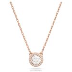 prívesok constella okrúhly výbrus, dlažba, biela, pozlátená ružovým zlatom B8ZNT206 Swarovski šperky