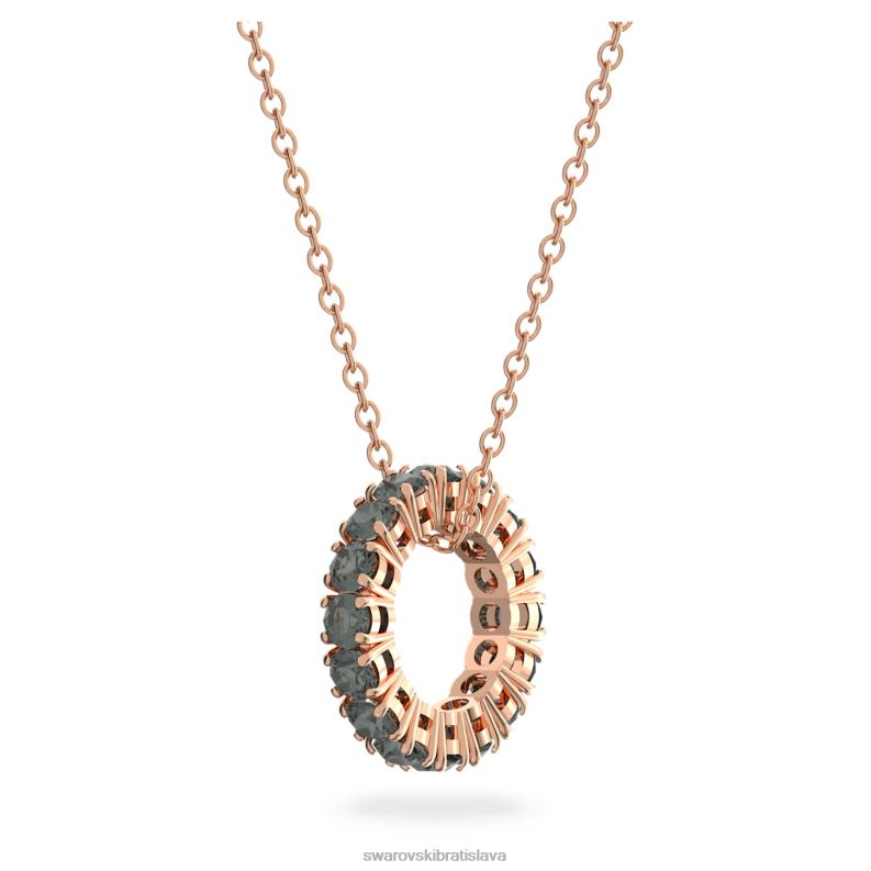 prívesok exalta okrúhly strih, čierna, pozlátená ružovým zlatom B8ZNT285 Swarovski šperky - Image 4