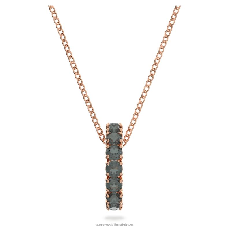 prívesok exalta okrúhly strih, čierna, pozlátená ružovým zlatom B8ZNT285 Swarovski šperky - Image 1