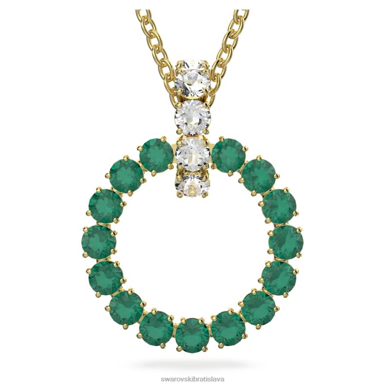 privesok_exalta_okruhly_strih_zelena_pozlatena_b8znt341_swarovski_sperky.jpg prívesok exalta okrúhly strih, zelená, pozlátená B8ZNT341 Swarovski šperky - Image 1