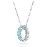 prívesok exalta okrúhly výbrus, modrá, rhodiovaná B8ZNT309 Swarovski šperky - Image 4