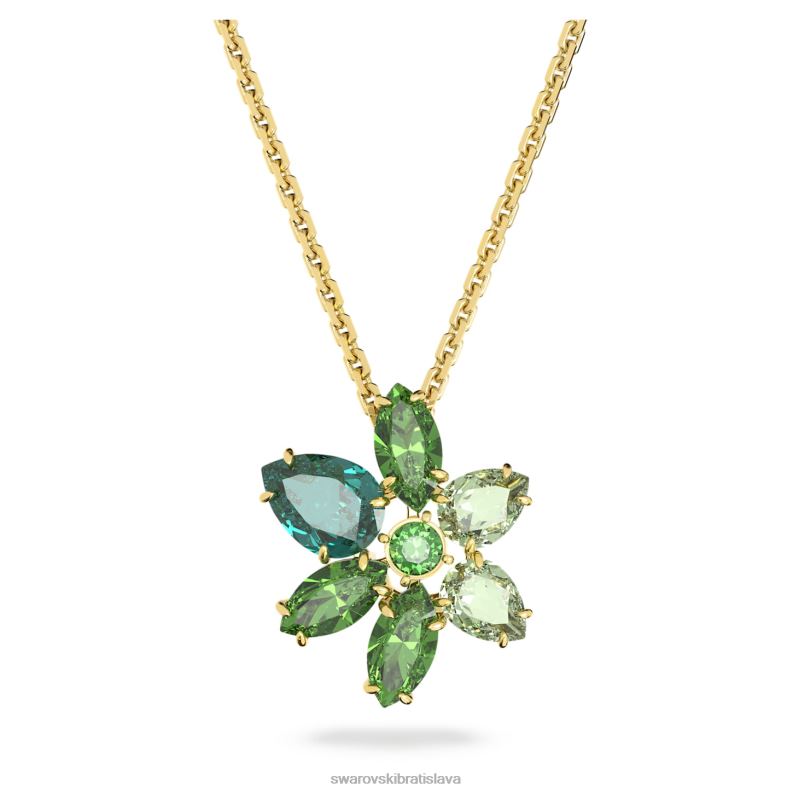 privesok_gema_zmiesane_strihy_kvetinove_zelene_pozlatene_b8znt163_swarovski_sperky.jpg prívesok gema zmiešané strihy, kvetinové, zelené, pozlátené B8ZNT163 Swarovski šperky - Image 1