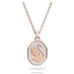 prívesok signum labuť, biela, pozlátená ružovým zlatom B8ZNT301 Swarovski šperky
