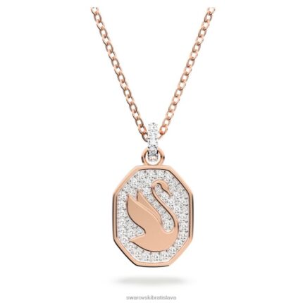 prívesok signum labuť, biela, pozlátená ružovým zlatom B8ZNT301 Swarovski šperky