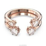 prstenec súhvezdia okrúhly výbrus, biely, pozlátený ružovým zlatom B8ZNT380 Swarovski šperky