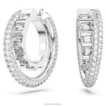 rota kruhové náušnice zmiešané rezy, biele, rhodiované B8ZNT879 Swarovski šperky