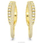 rota kruhové náušnice zmiešané strihy, biele, pozlátené B8ZNT864 Swarovski šperky - Image 3