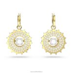 rota visiace náušnice zmiešané okrúhle výbrusy, biele, pozlátené B8ZNT814 Swarovski šperky - Image 3