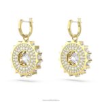 rota visiace náušnice zmiešané okrúhle výbrusy, biele, pozlátené B8ZNT814 Swarovski šperky - Image 4