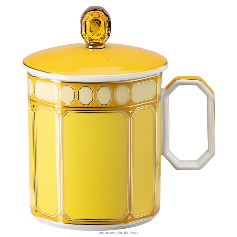 signum_hrncek_s_vrchnakom_porcelan_zlta_b8znt1713_swarovski_dekoracie.jpg signum hrnček s vrchnákom porcelán, žltá B8ZNT1713 Swarovski dekorácie - Image 1