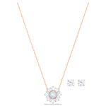 slnečná súprava biele, pozlátené ružovým zlatom B8ZNT375 Swarovski šperky