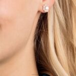 slnečné napichovacie náušnice zmiešané strihy, slnko, biele, pozlátené ružovým zlatom B8ZNT659 Swarovski šperky - Image 2