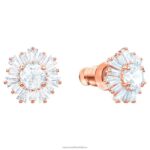 slnečné napichovacie náušnice zmiešané strihy, slnko, biele, pozlátené ružovým zlatom B8ZNT659 Swarovski šperky - Image 3