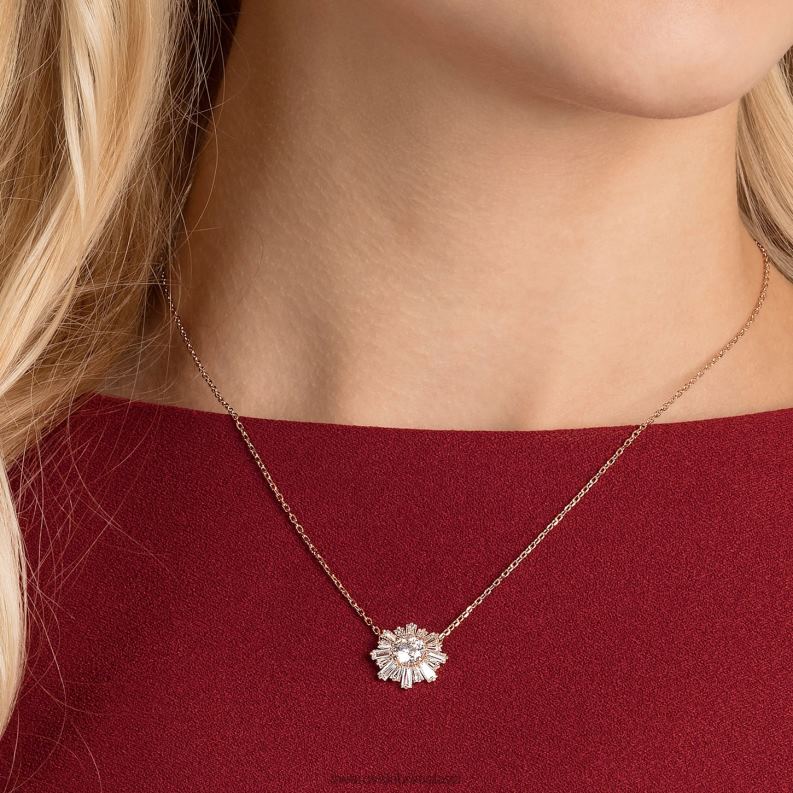 slnečný prívesok zmiešané strihy, slnko, biele, pozlátené ružovým zlatom B8ZNT178 Swarovski šperky - Image 2