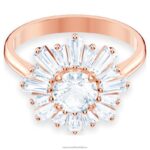 slnečný prsteň zmiešané strihy, slnko, biele, pozlátené ružovým zlatom B8ZNT1082 Swarovski šperky