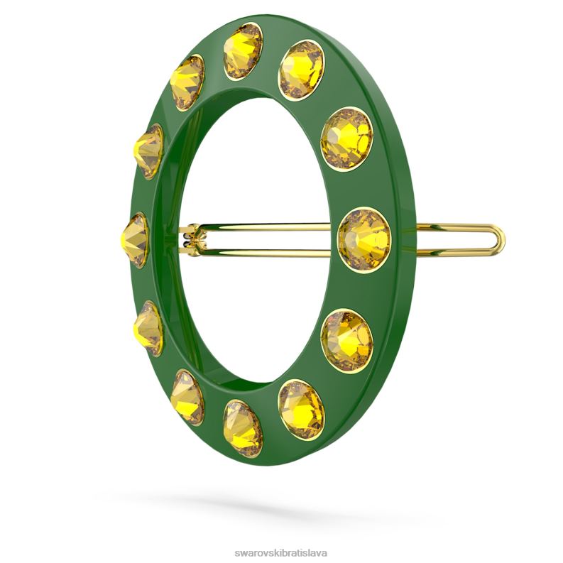 sponka do vlasov okrúhly strih, okrúhly tvar, zelené, pozlátené B8ZNT1473 Swarovski príslušenstvo - Image 3