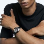 športové hodinky octea lux švajčiarska výroba, kovový náramok, čierny, čierny povrch B8ZNT1173 Swarovski príslušenstvo - Image 2
