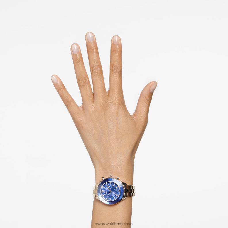 športové hodinky octea lux švajčiarska výroba, kovový náramok, modrý, šampanský zlatý odtieň B8ZNT1143 Swarovski príslušenstvo - Image 2