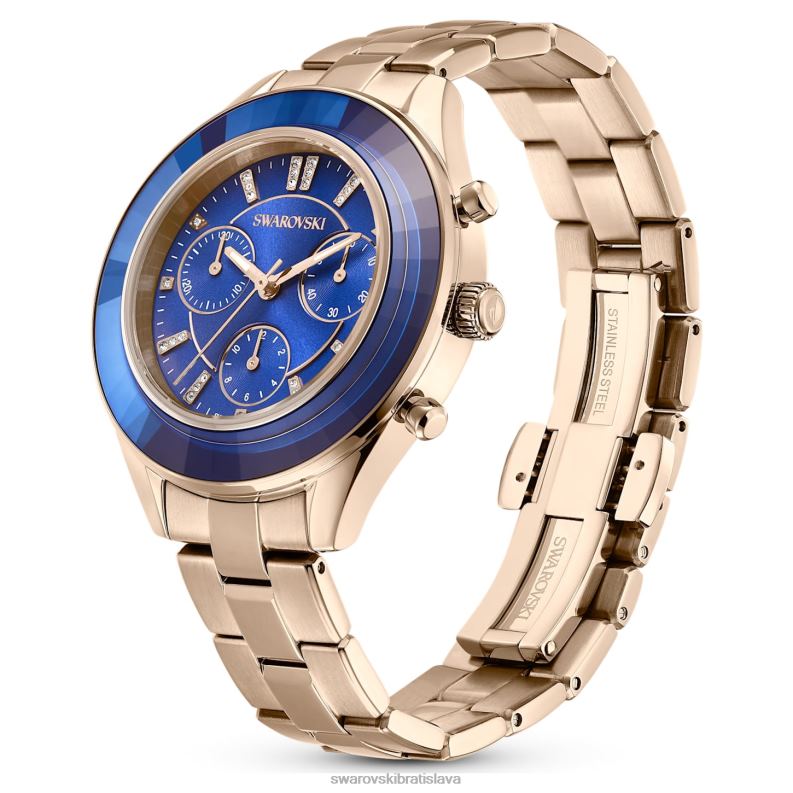 športové hodinky octea lux švajčiarska výroba, kovový náramok, modrý, šampanský zlatý odtieň B8ZNT1143 Swarovski príslušenstvo - Image 3