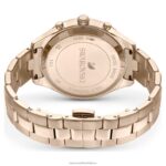 športové hodinky octea lux švajčiarska výroba, kovový náramok, modrý, šampanský zlatý odtieň B8ZNT1143 Swarovski príslušenstvo - Image 4