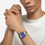 športové hodinky octea lux švajčiarska výroba, kovový náramok, modrý, šampanský zlatý odtieň B8ZNT1143 Swarovski príslušenstvo - Image 9