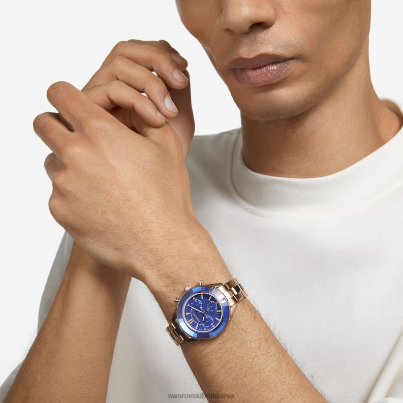 športové hodinky octea lux švajčiarska výroba, kovový náramok, modrý, šampanský zlatý odtieň B8ZNT1143 Swarovski príslušenstvo - Image 9