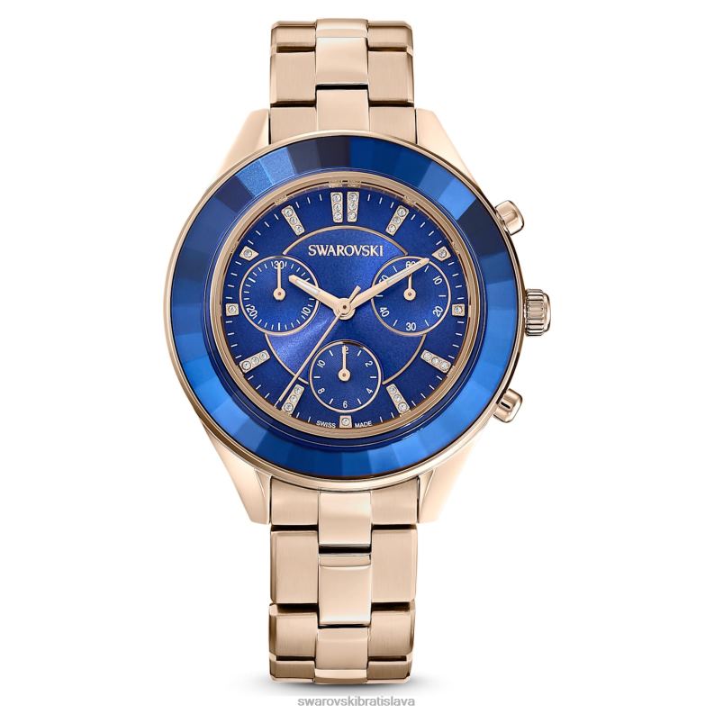 športové hodinky octea lux švajčiarska výroba, kovový náramok, modrý, šampanský zlatý odtieň B8ZNT1143 Swarovski príslušenstvo - Image 1