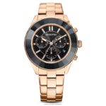 športové hodinky octea lux švajčiarsky kovový náramok, čierny, povrchová úprava ružové zlato B8ZNT1175 Swarovski príslušenstvo
