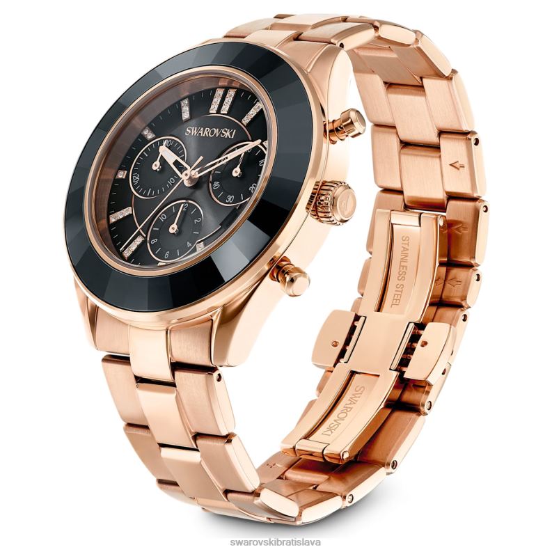 športové hodinky octea lux švajčiarsky kovový náramok, čierny, povrchová úprava ružové zlato B8ZNT1175 Swarovski príslušenstvo - Image 3