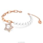 stellový náramok dlažba, hviezda, biela, pozlátená ružovým zlatom B8ZNT511 Swarovski šperky - Image 3