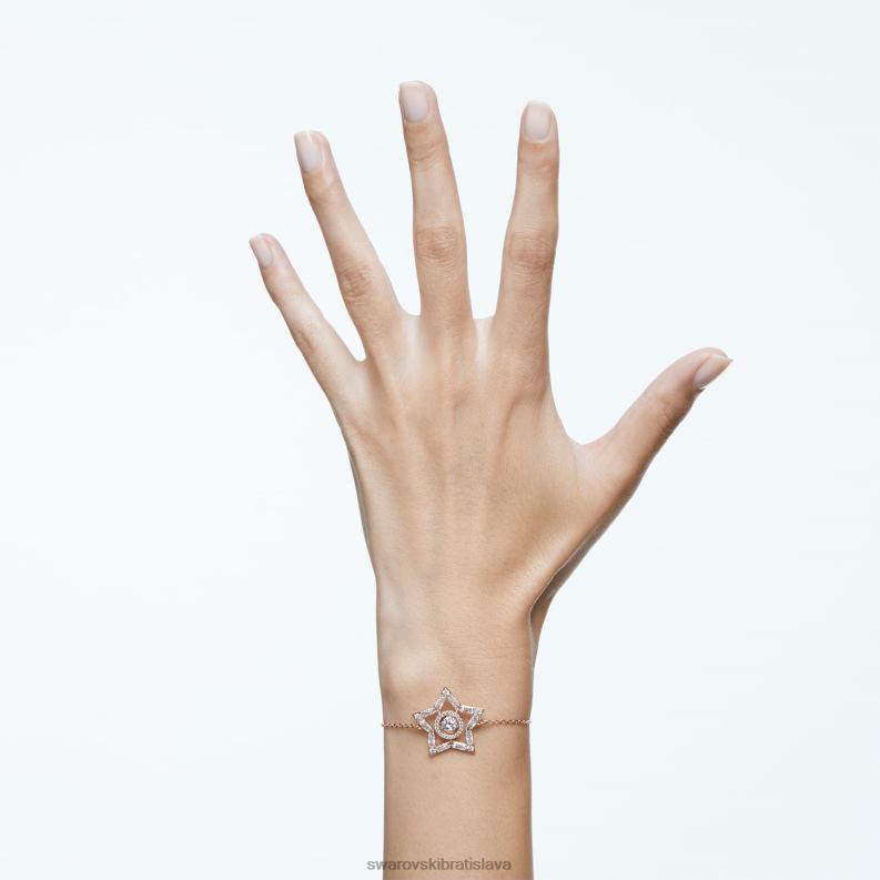 stellový náramok zmiešané strihy, hviezdicové, biele, pozlátené ružovým zlatom B8ZNT524 Swarovski šperky - Image 2