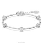 súhvezdový náramok okrúhly výbrus, biely, rhodiovaný B8ZNT485 Swarovski šperky