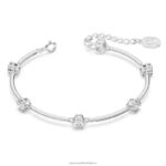 súhvezdový náramok okrúhly výbrus, biely, rhodiovaný B8ZNT485 Swarovski šperky - Image 3