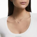 šumivý tanečný náhrdelník ďatelina, biela, pozlátená ružovým zlatom B8ZNT102 Swarovski šperky - Image 2