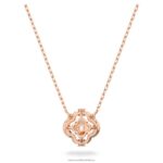 šumivý tanečný náhrdelník ďatelina, biela, pozlátená ružovým zlatom B8ZNT155 Swarovski šperky - Image 5