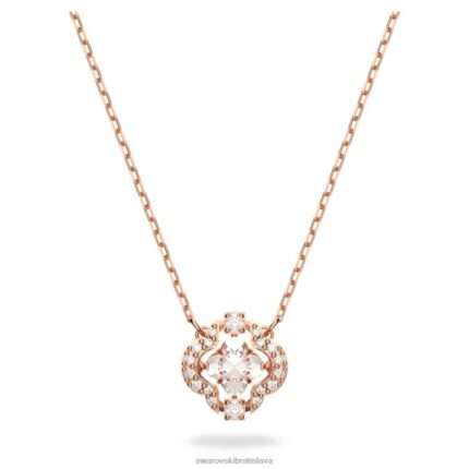 šumivý tanečný náhrdelník ďatelina, biela, pozlátená ružovým zlatom B8ZNT155 Swarovski šperky