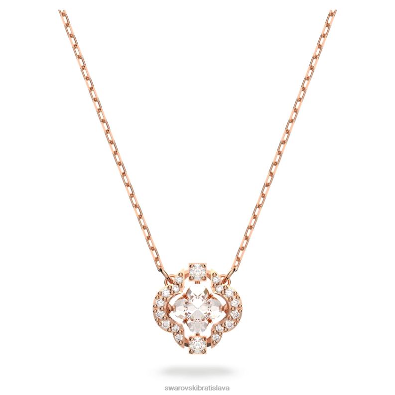 šumivý tanečný náhrdelník ďatelina, biela, pozlátená ružovým zlatom B8ZNT155 Swarovski šperky - Image 1