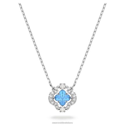 šumivý tanečný náhrdelník ďatelina, modrá, rhodiovaná B8ZNT124 Swarovski šperky