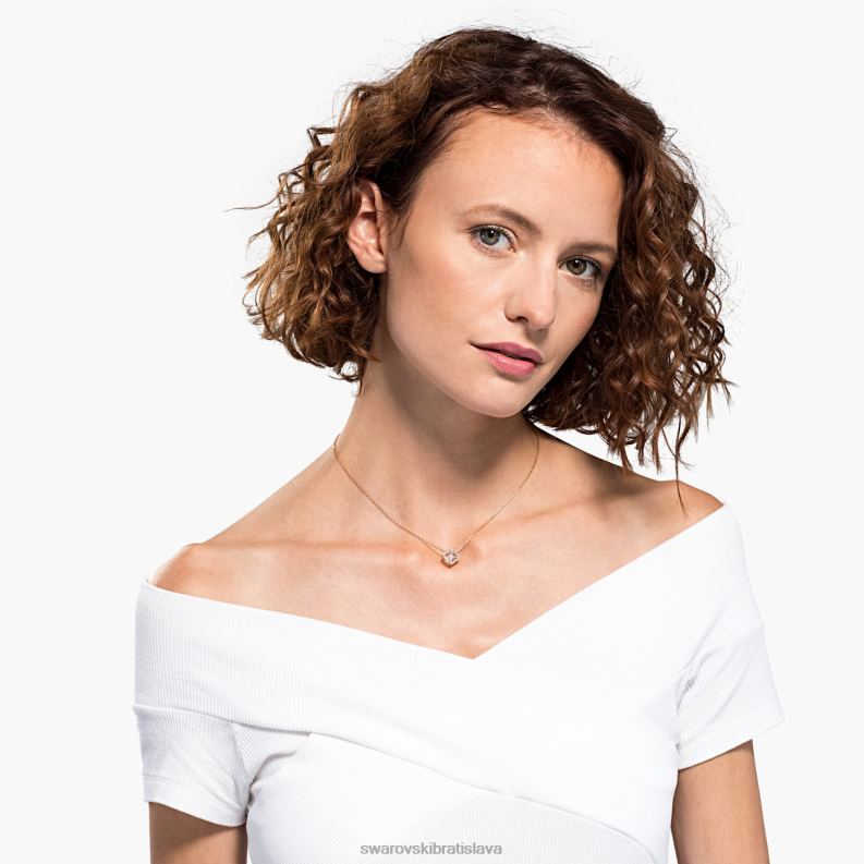 šumivý tanečný náhrdelník ďatelina, ružová, pozlátená ružovým zlatom B8ZNT82 Swarovski šperky - Image 2