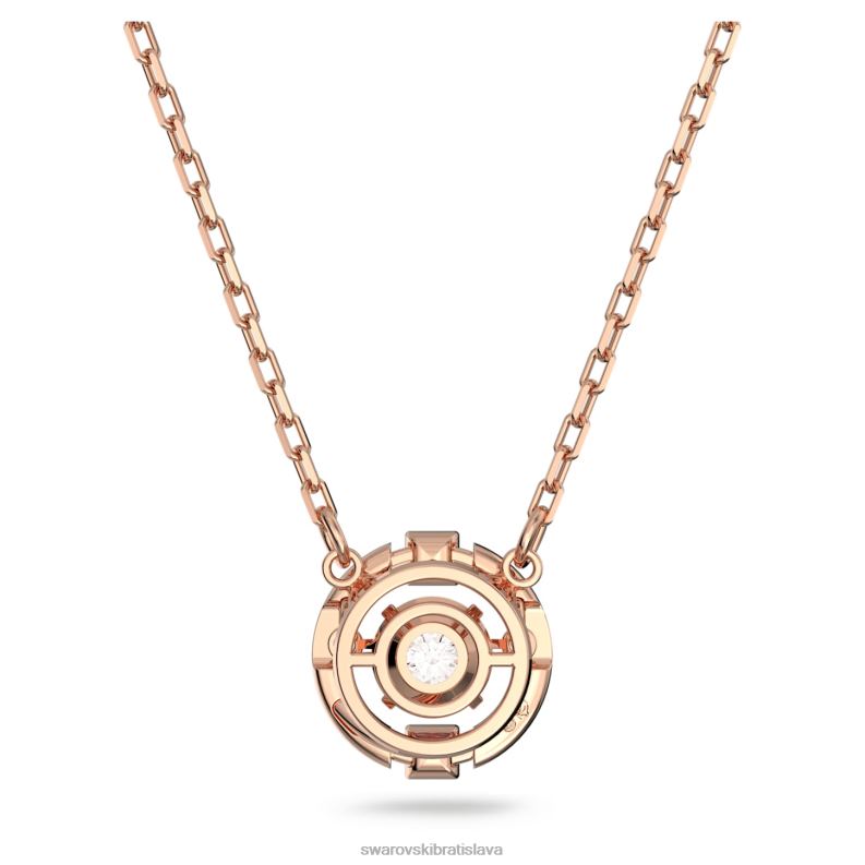 šumivý tanečný náhrdelník okrúhly výbrus, biely, pozlátený ružovým zlatom B8ZNT21 Swarovski šperky - Image 4