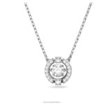 šumivý tanečný náhrdelník okrúhly výbrus, biely, rhodiovaný B8ZNT17 Swarovski šperky