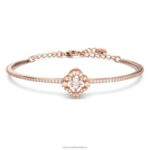 šumivý tanečný náramok ďatelina, biela, pozlátená ružovým zlatom B8ZNT637 Swarovski šperky