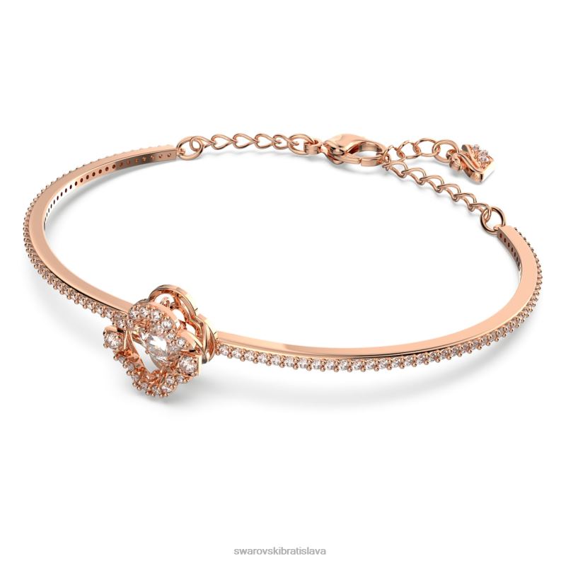 šumivý tanečný náramok ďatelina, biela, pozlátená ružovým zlatom B8ZNT637 Swarovski šperky - Image 3